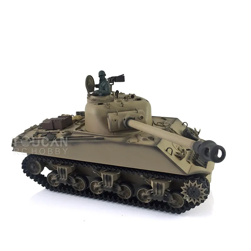 2.4G Henglong 1/16 Scale 7.0 Plastic Version M4A3 Sherman RTR RC Tank Model 3898 w/ Short Barrel BB Shooting IR Battling System
