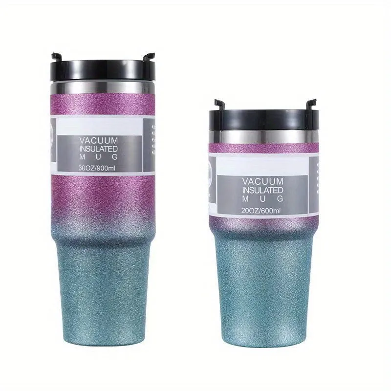 30oz Glitter Coloful Tumbler With Lid And Straw, Shiny Vacuum Water Cups, Summer Winter Drinkware, Travel Accessories
