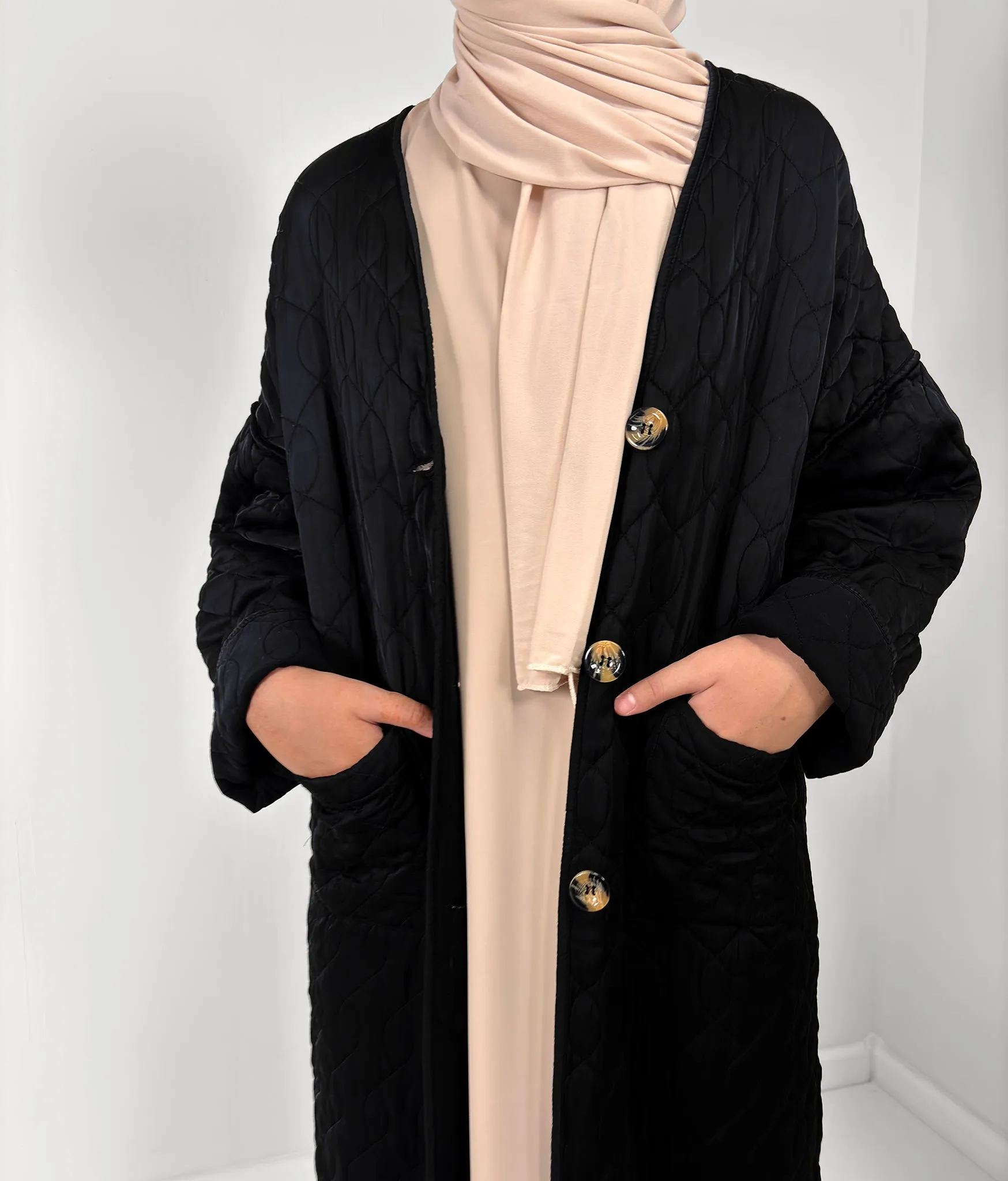 Amina Quilted Coat - Black