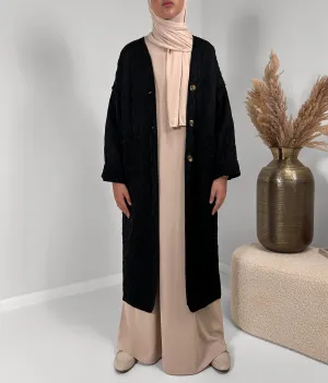 Amina Quilted Coat - Black