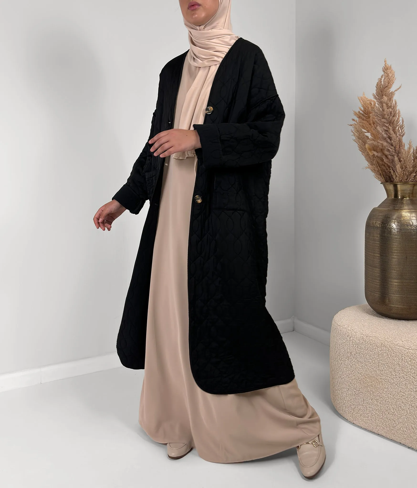 Amina Quilted Coat - Black
