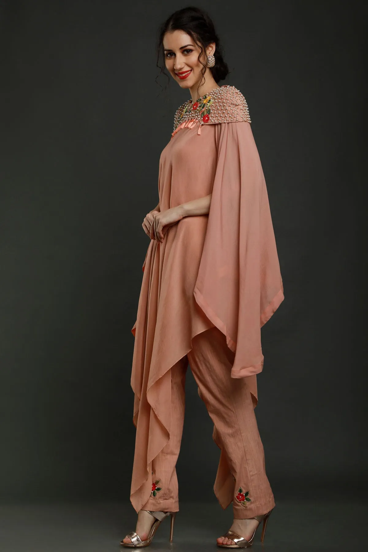 Asymmetrical Embroidered Kurta Set