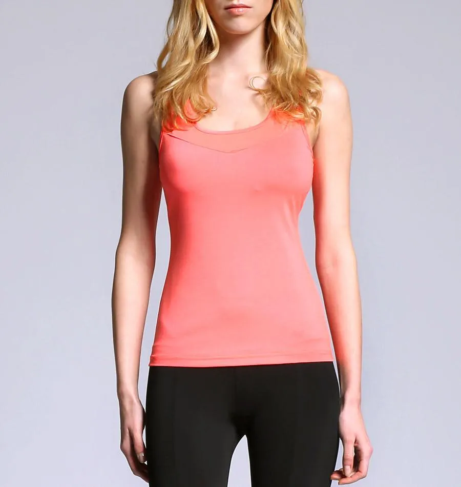 ATHLETE Women's Mesh Patch Tank Top w/ removable pads, Style NS02