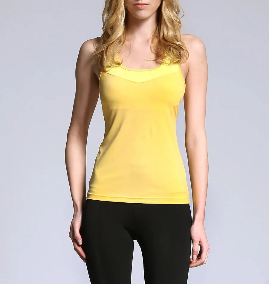 ATHLETE Women's Mesh Patch Tank Top w/ removable pads, Style NS02