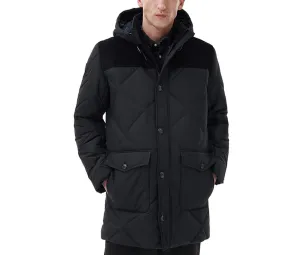 Barbour Men's Elmwood Box Quilted Hooded Full Zip Parka Coat Black XL