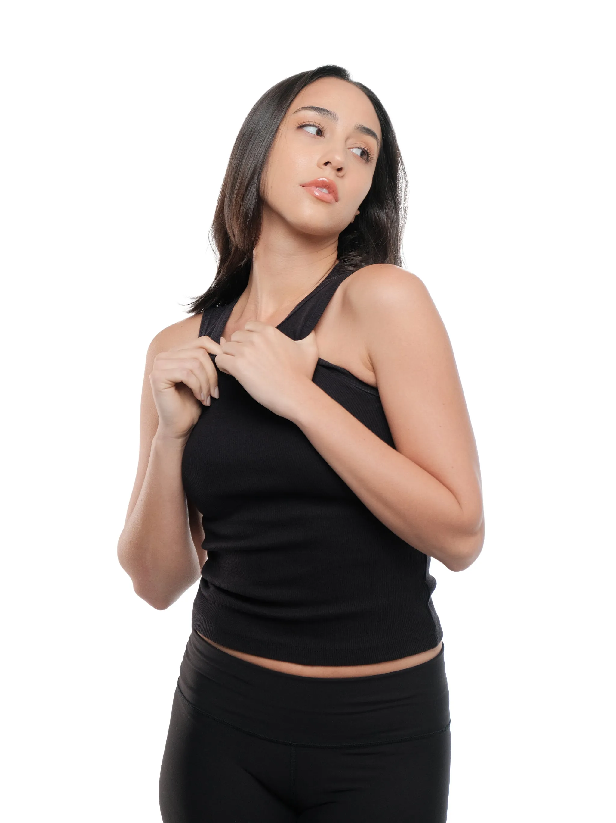 BLACK CREWNECK TANK TOP