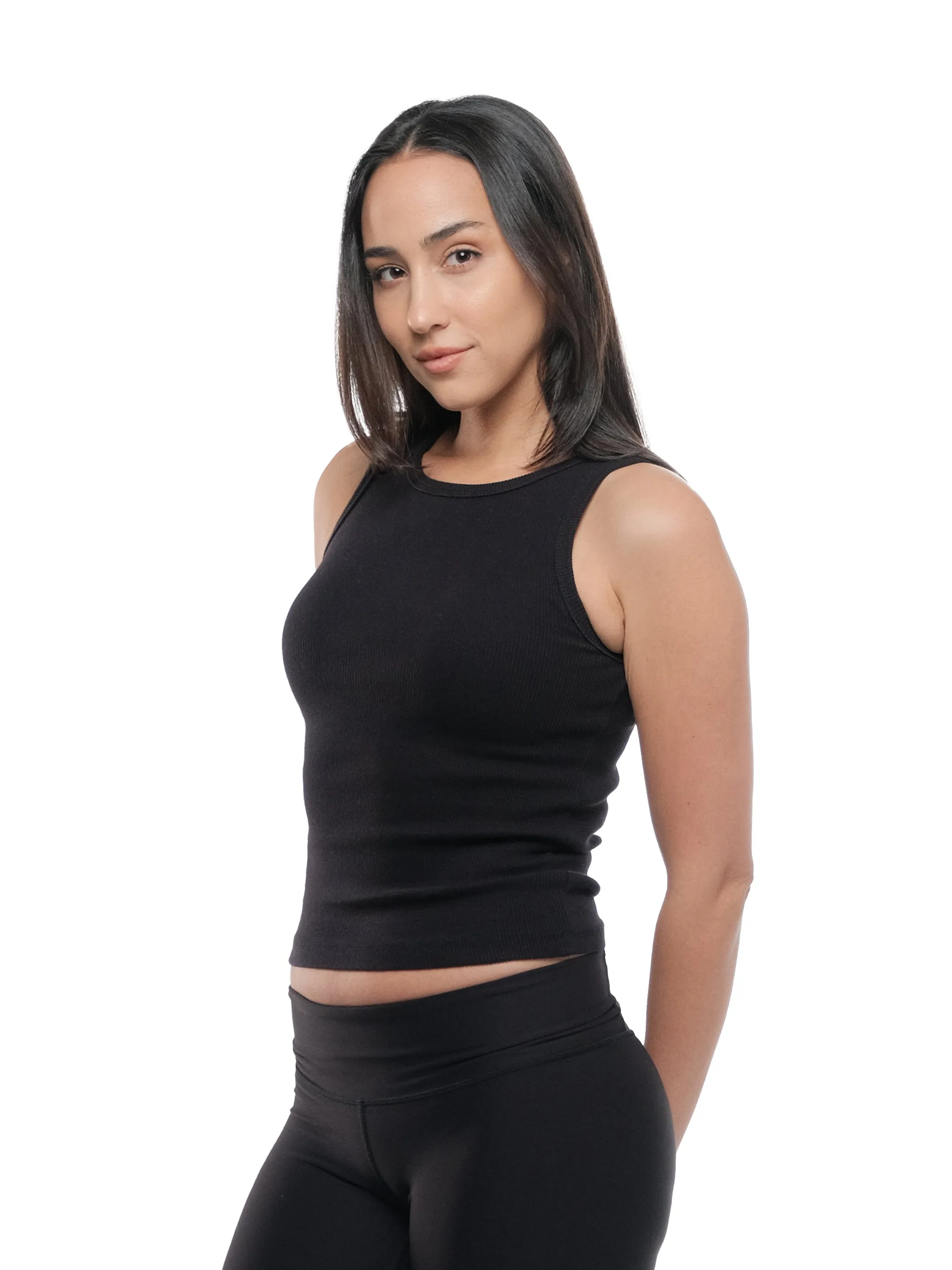 BLACK CREWNECK TANK TOP