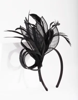 Black Feather Mesh Headband