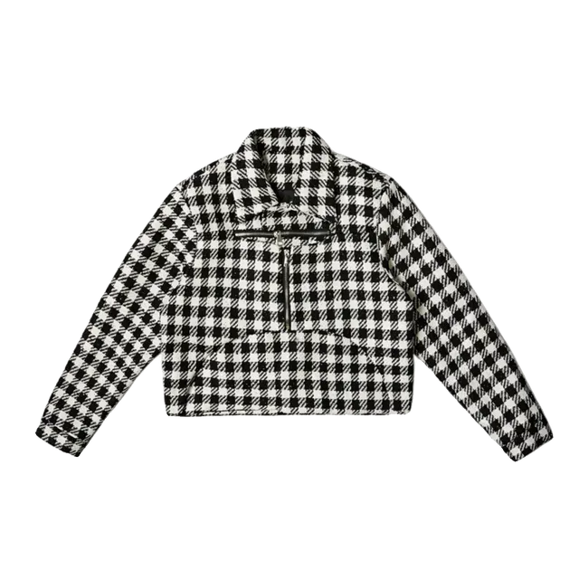 Black Houndstooth Pattern Short Jacket