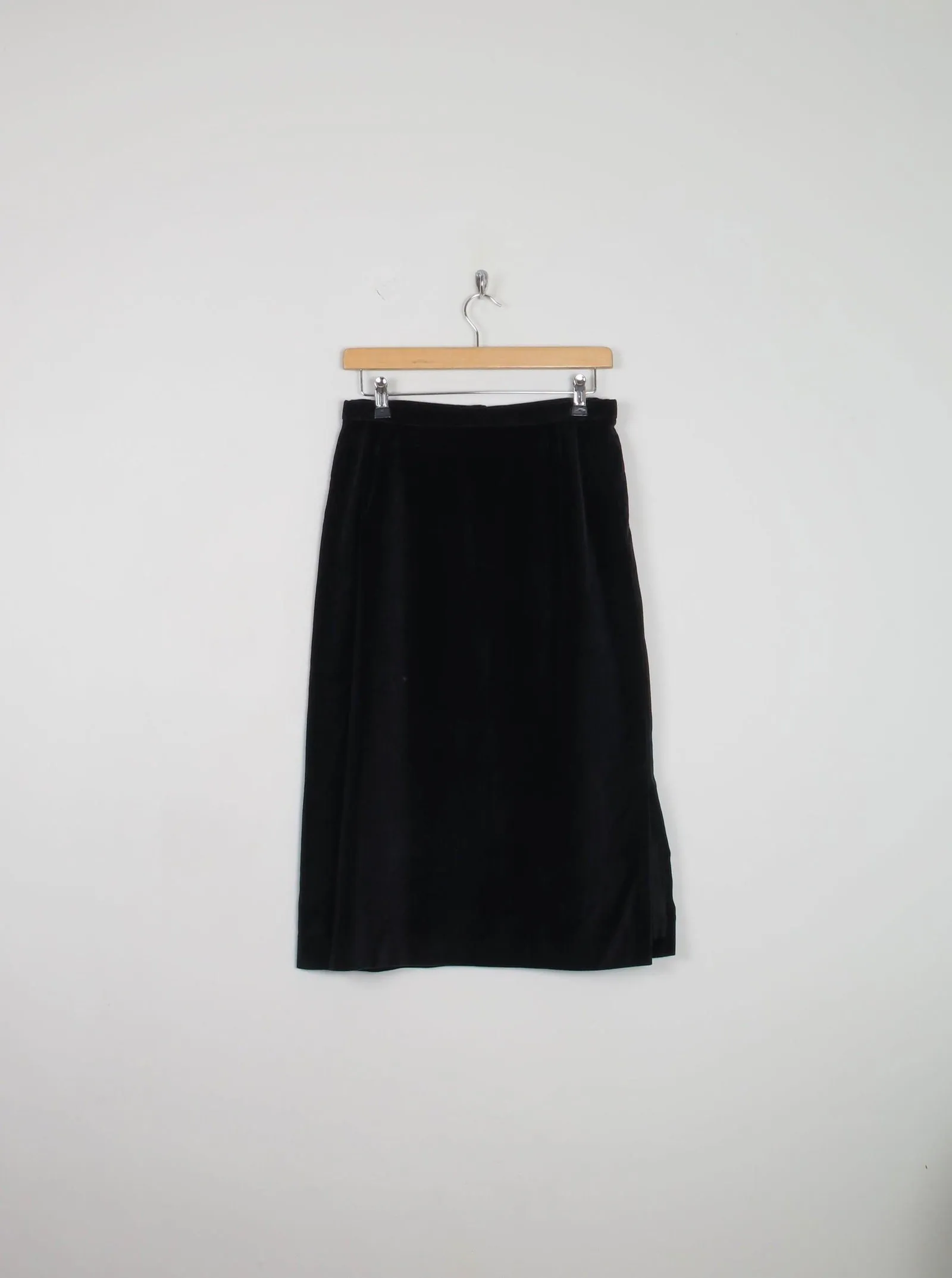 Black Vintage Pencil Velvet Skirt 28W/10