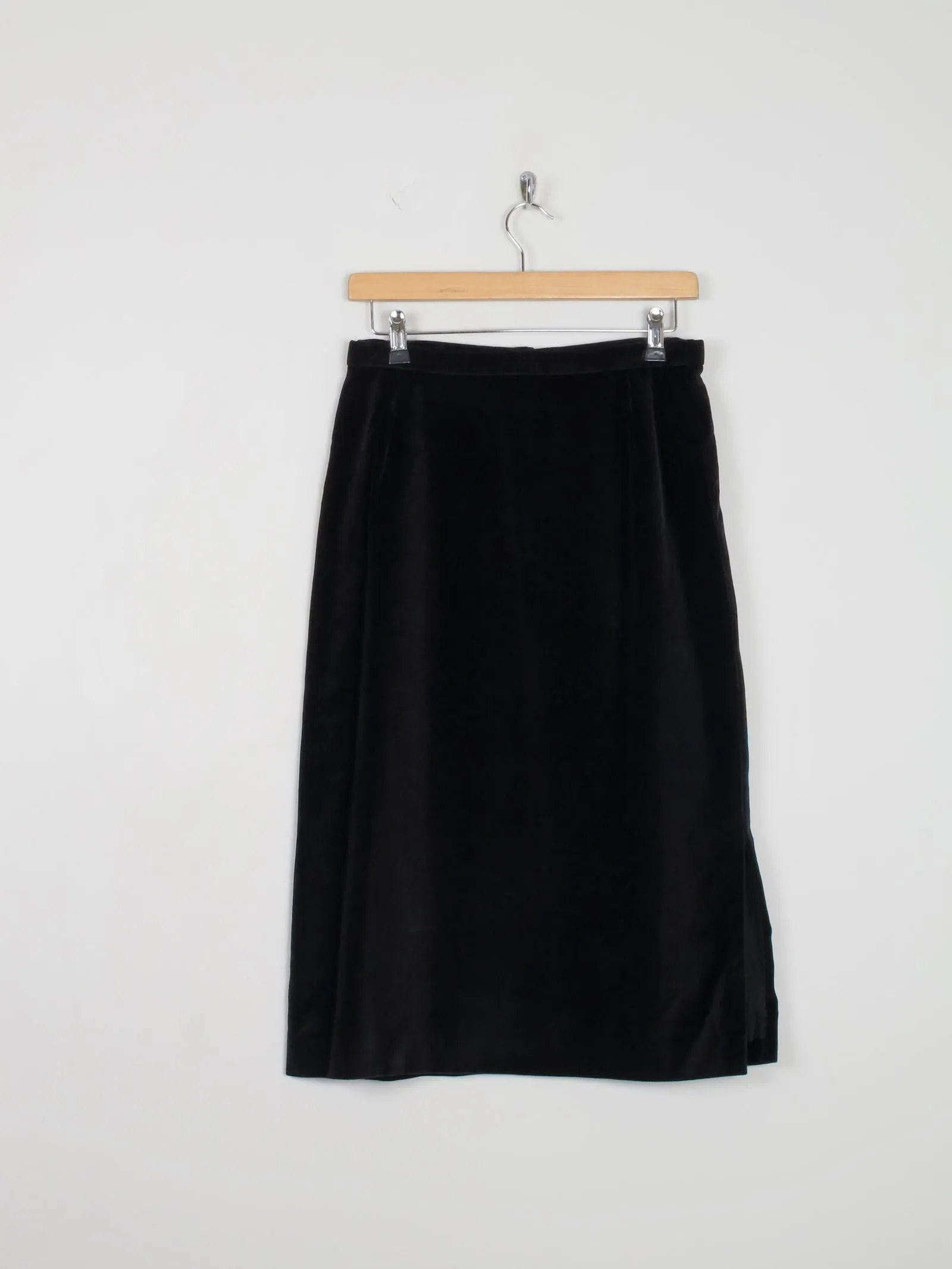 Black Vintage Pencil Velvet Skirt 28W/10