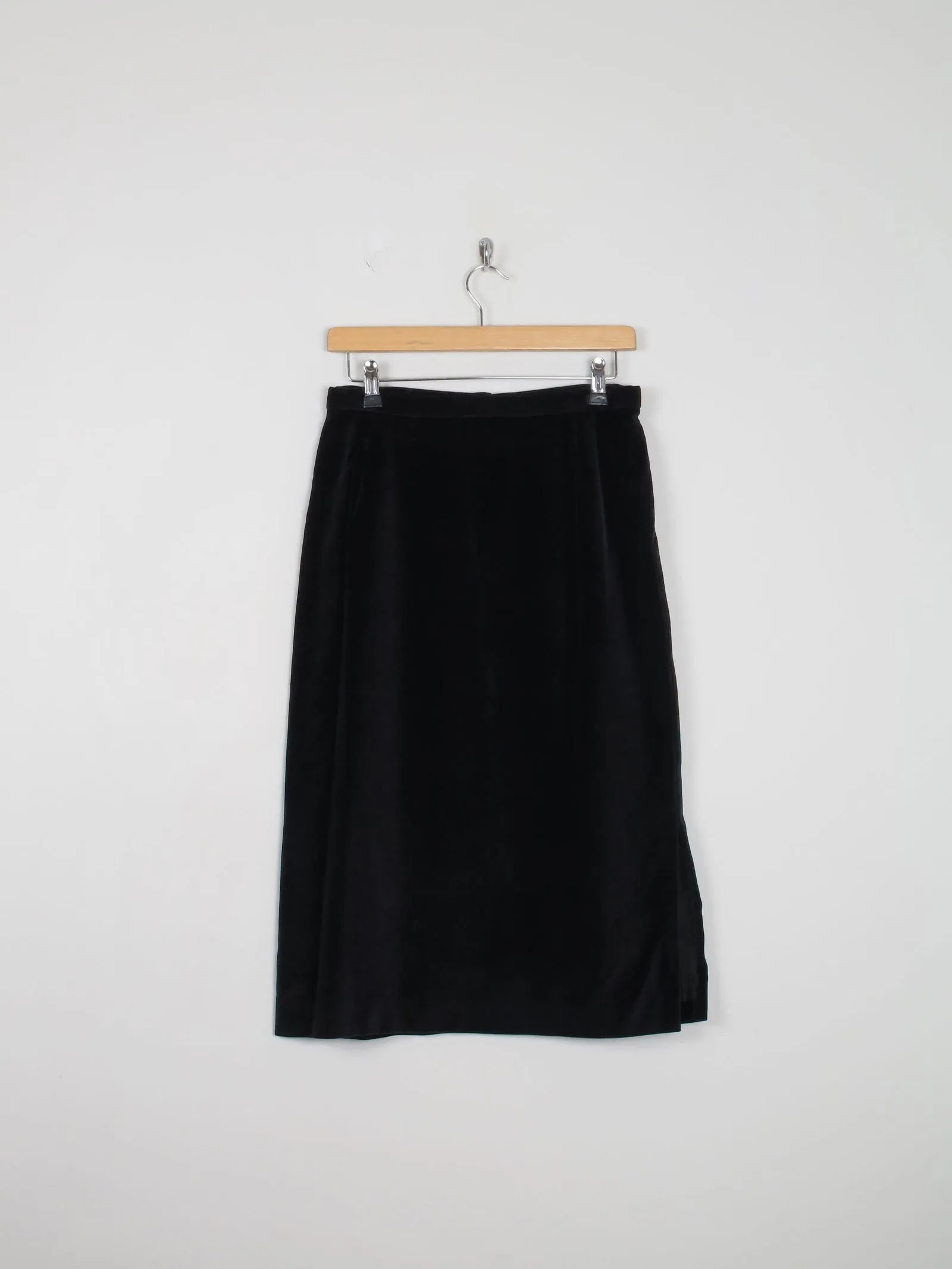 Black Vintage Pencil Velvet Skirt 28W/10