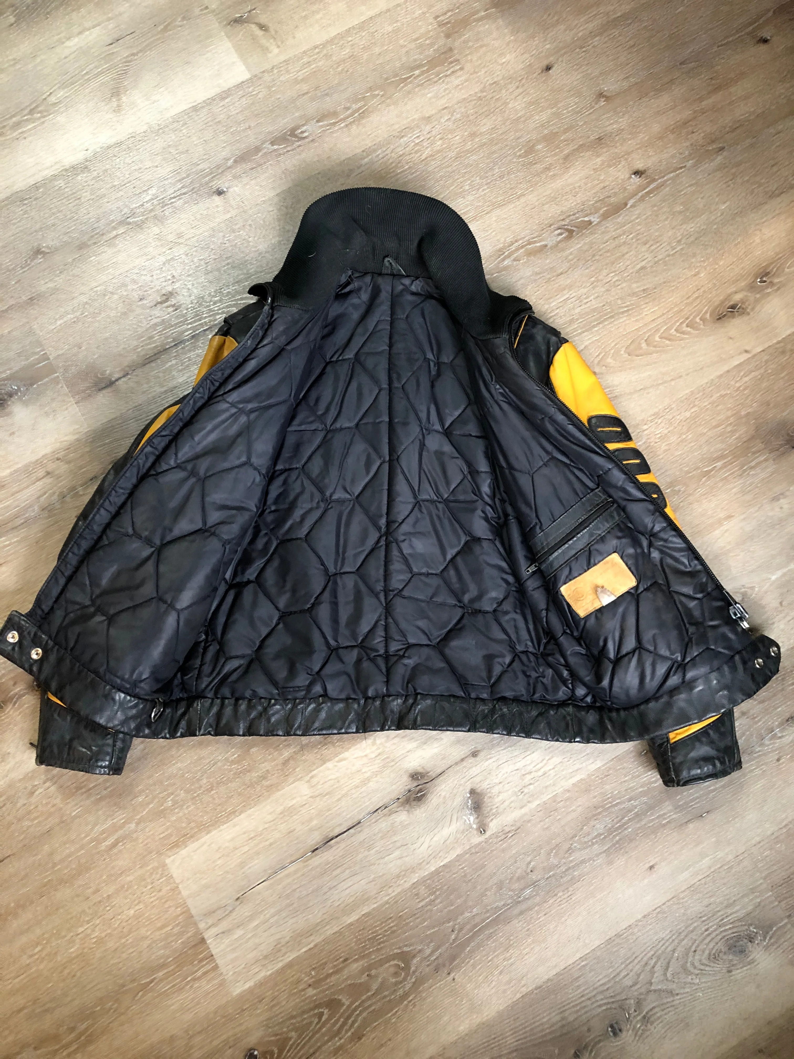 Bombardier Black and Yellow Ski-Doo Leather Jacket, Made in Canada, SOLD