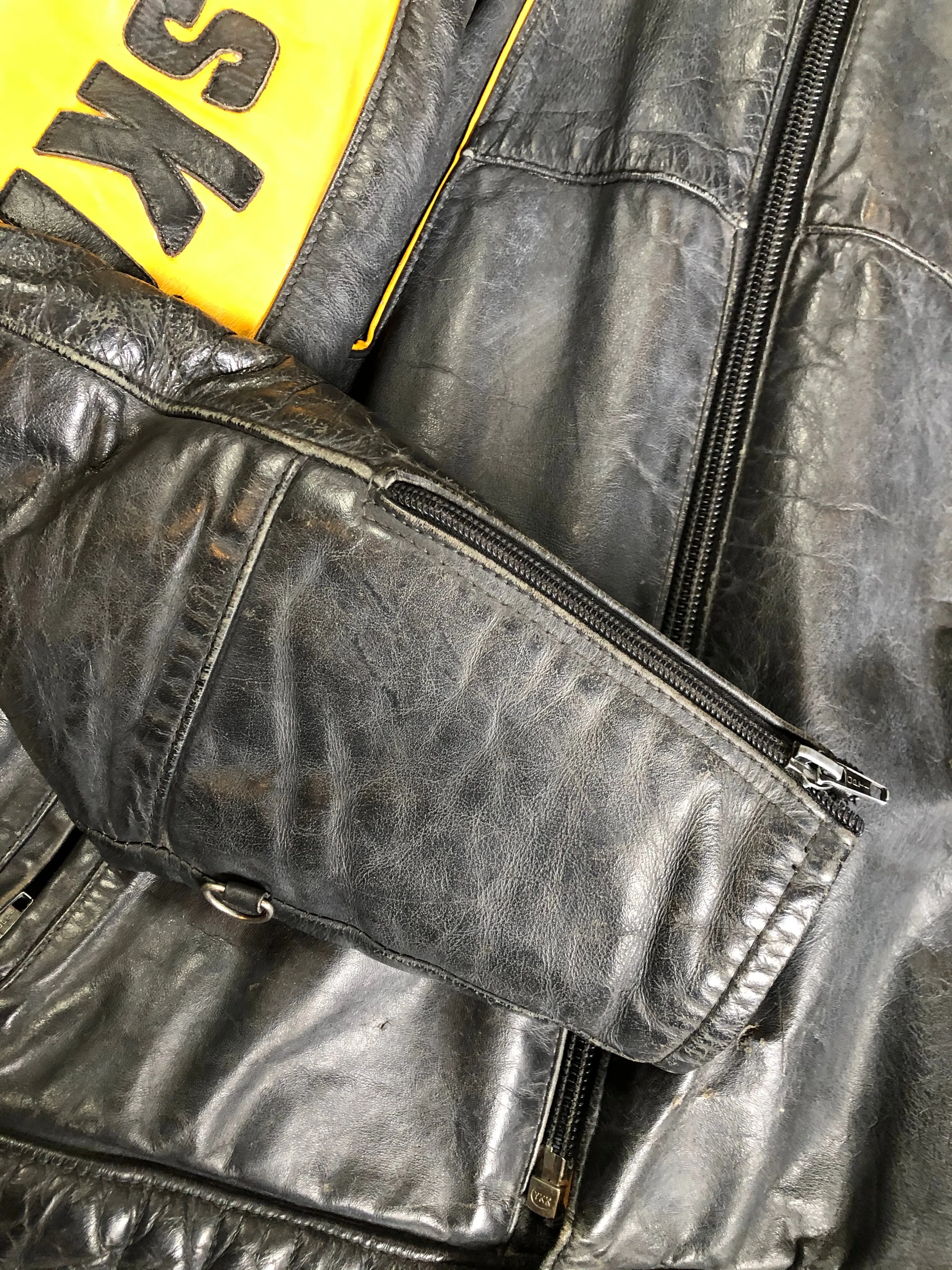 Bombardier Black and Yellow Ski-Doo Leather Jacket, Made in Canada, SOLD