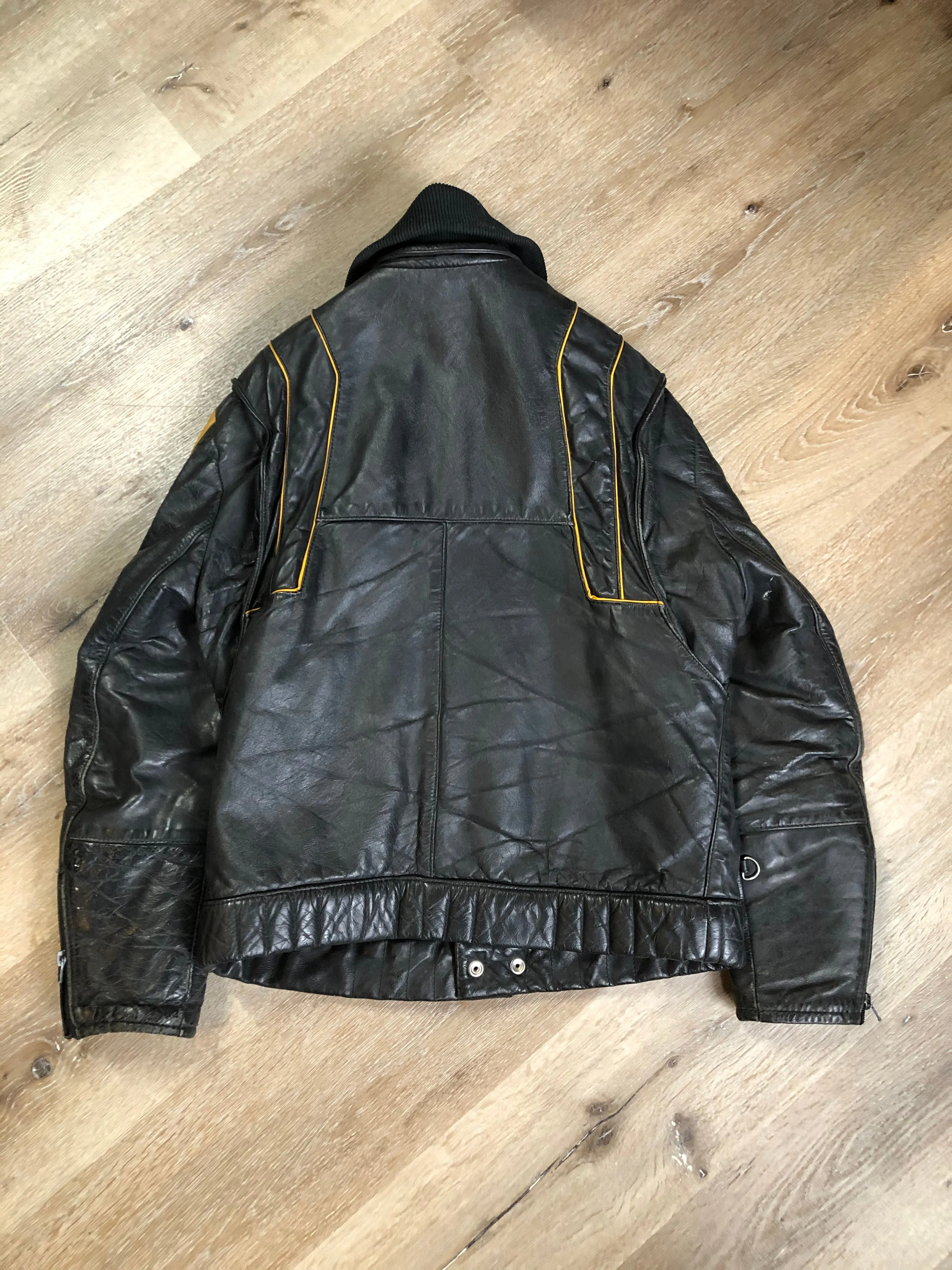 Bombardier Black and Yellow Ski-Doo Leather Jacket, Made in Canada, SOLD