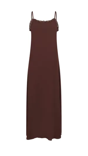 Burnt Rosewood Ruffle Slip Dress