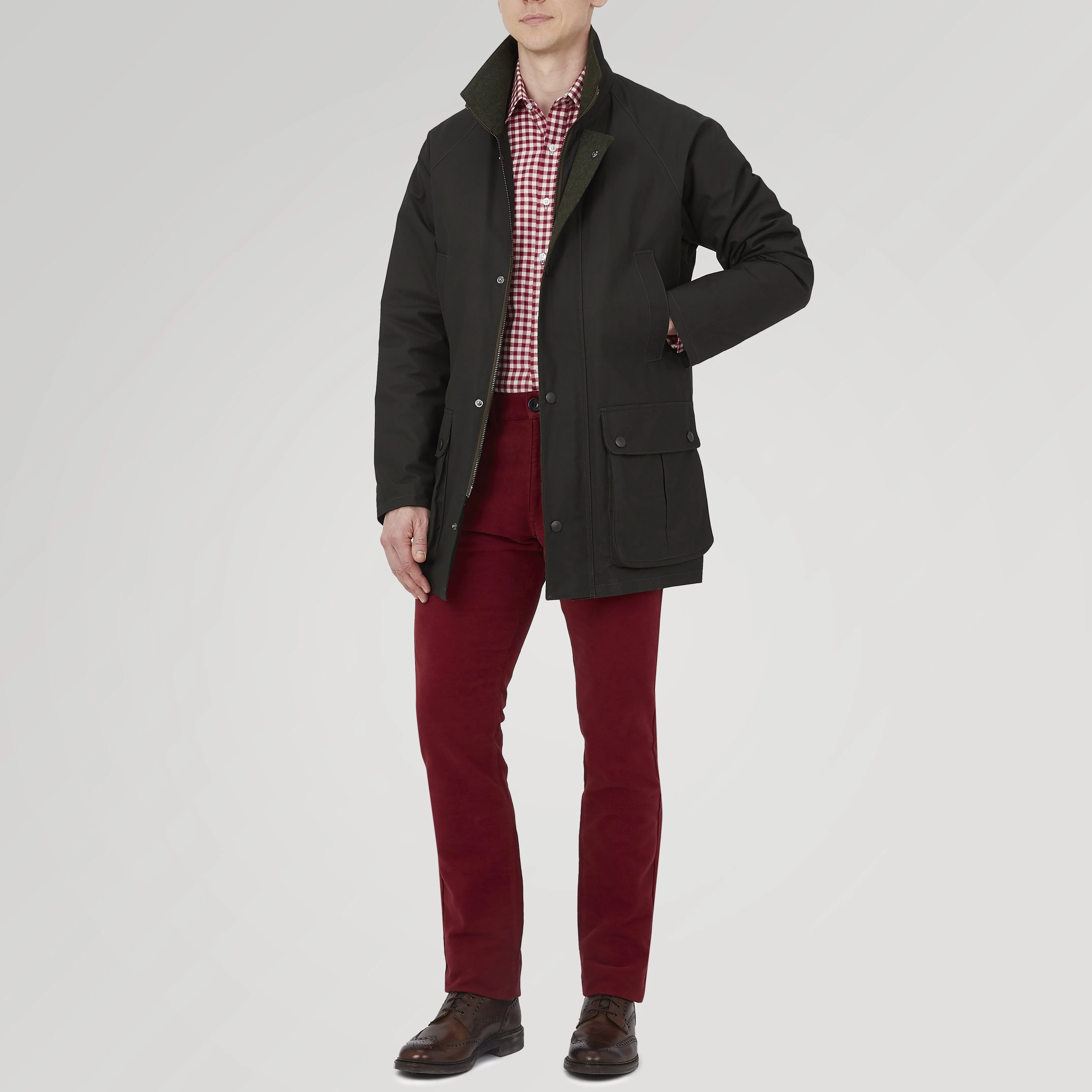 Dark Green Waxed Cotton Field Coat