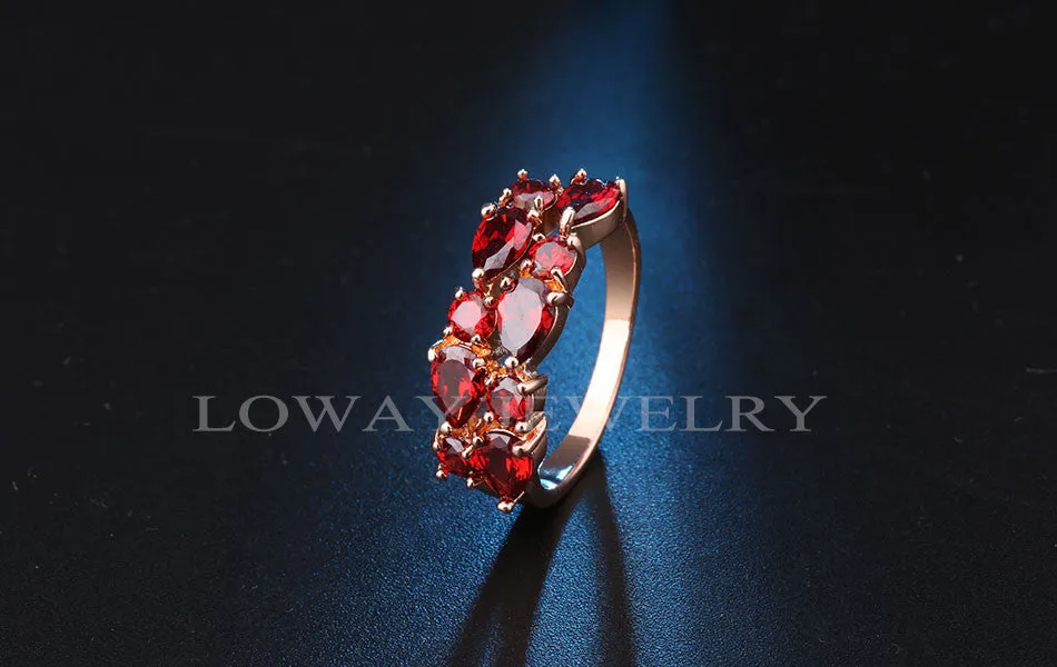 Fashion Multicolor Cubic Zirconia 18K Rose Gold Plated Wedding Finger Ring