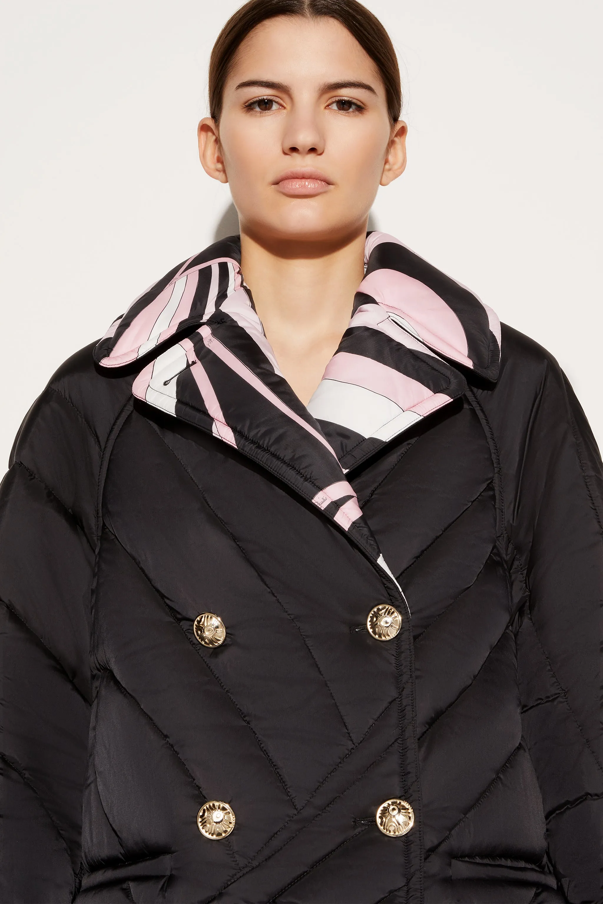 Iride-Print Quilted Coat