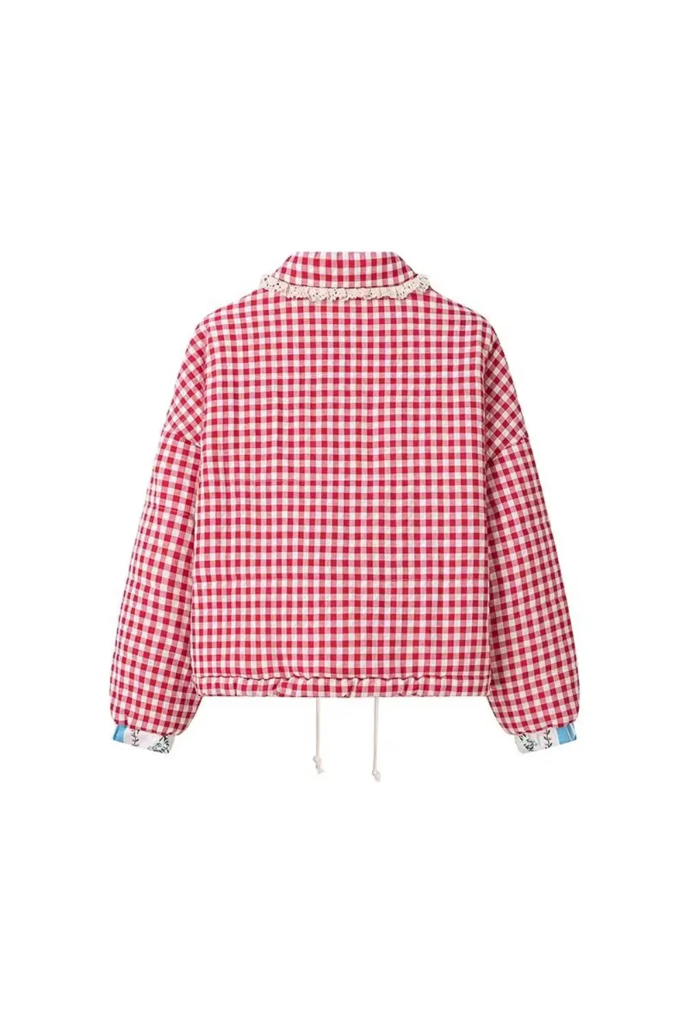 'Isabella' Plaid Lace-Trimmed Puffer Jacket
