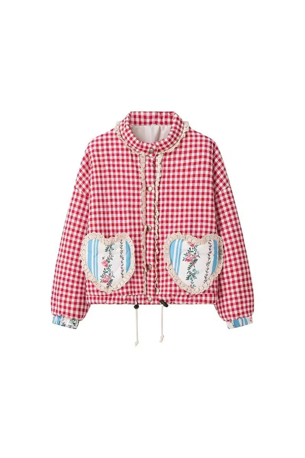 'Isabella' Plaid Lace-Trimmed Puffer Jacket