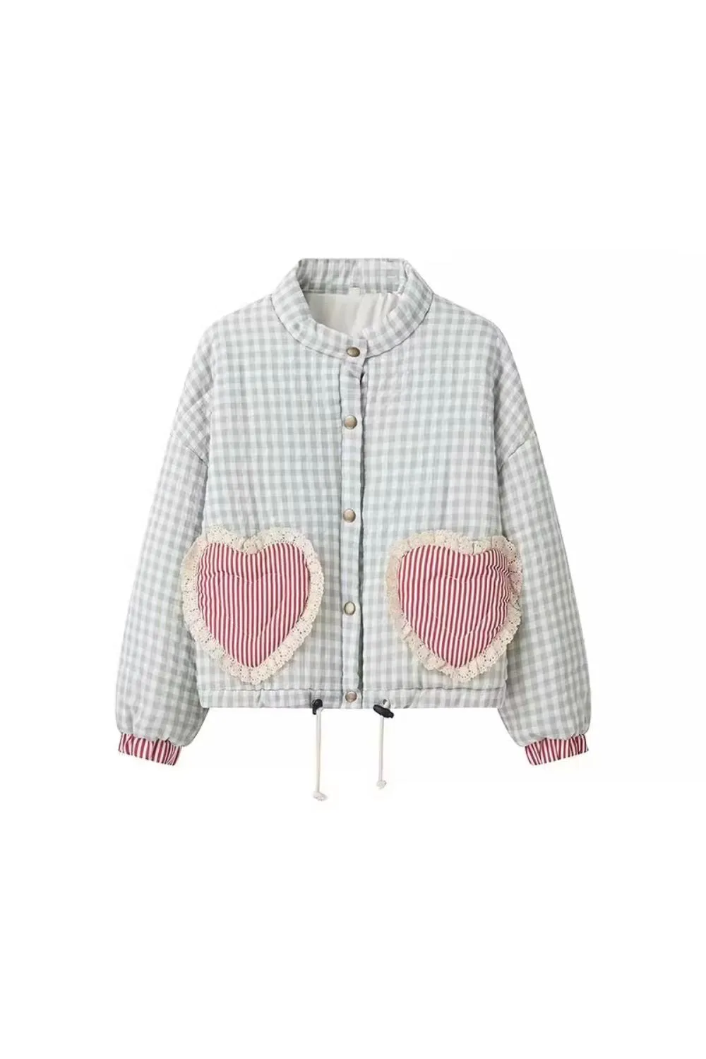 'Isabella' Plaid Lace-Trimmed Puffer Jacket