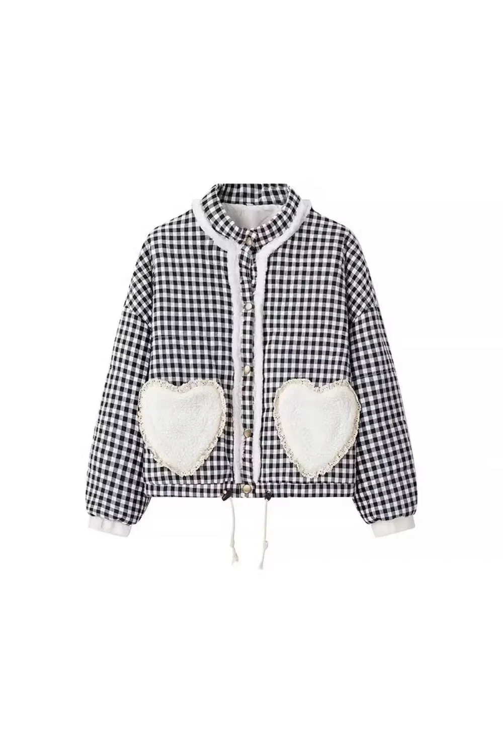 'Isabella' Plaid Lace-Trimmed Puffer Jacket