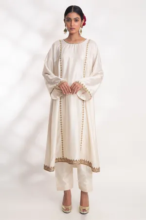 Ivory Zardozi Flared Kurta Set