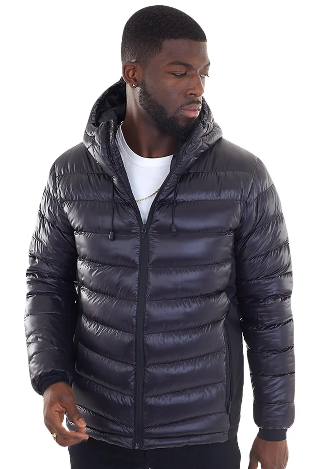 Mens High Shine Warm Padded Jacket - XL