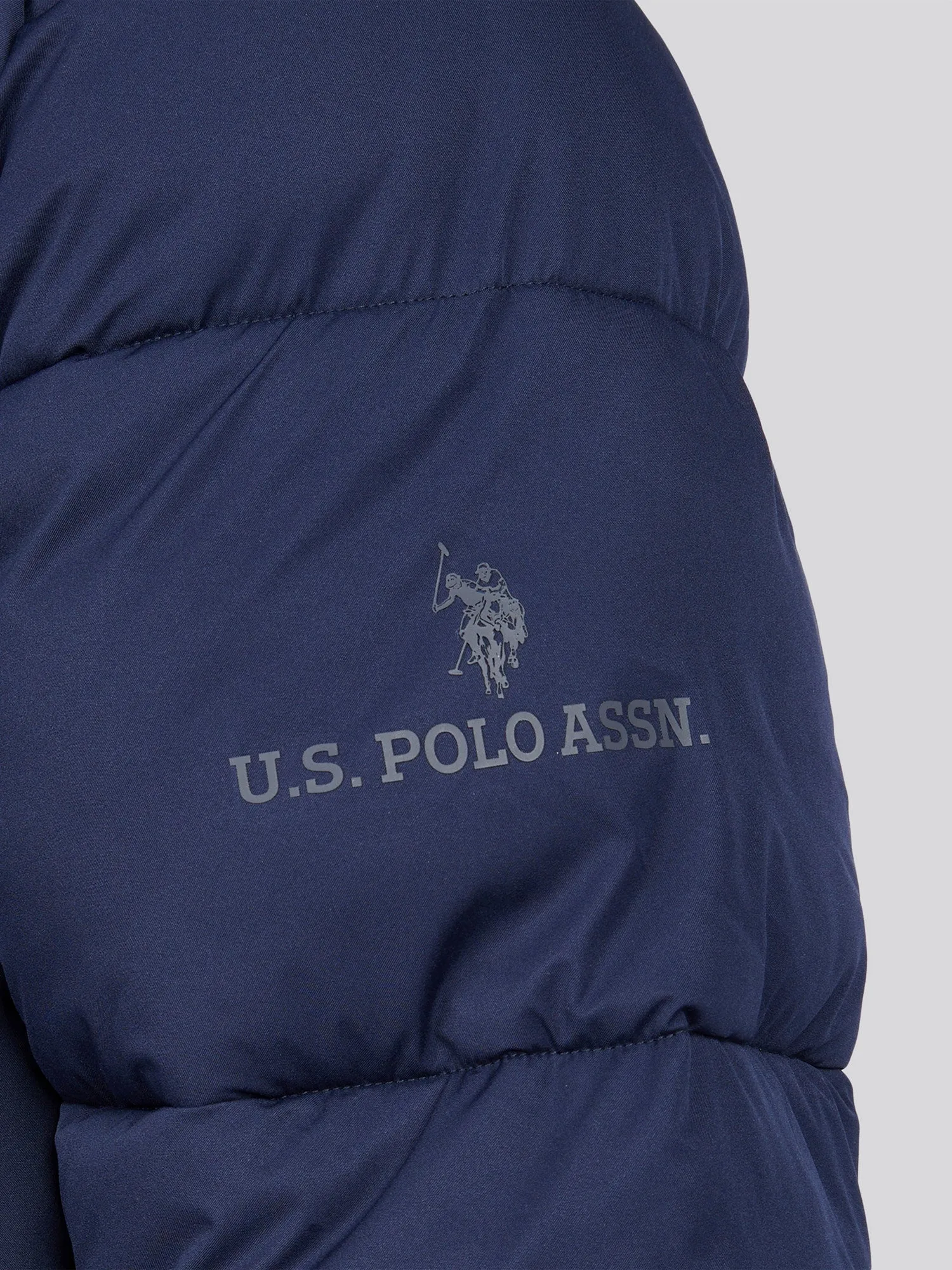 Mens Longline Puffer Coat in Navy Blue