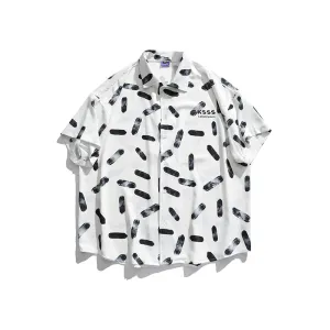 Men's T-Shirt Summer Men's Ink Pattern Printed Shirt Loose