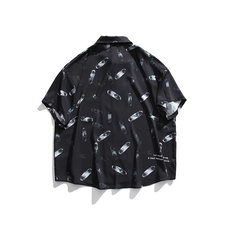 Men's T-Shirt Summer Men's Ink Pattern Printed Shirt Loose