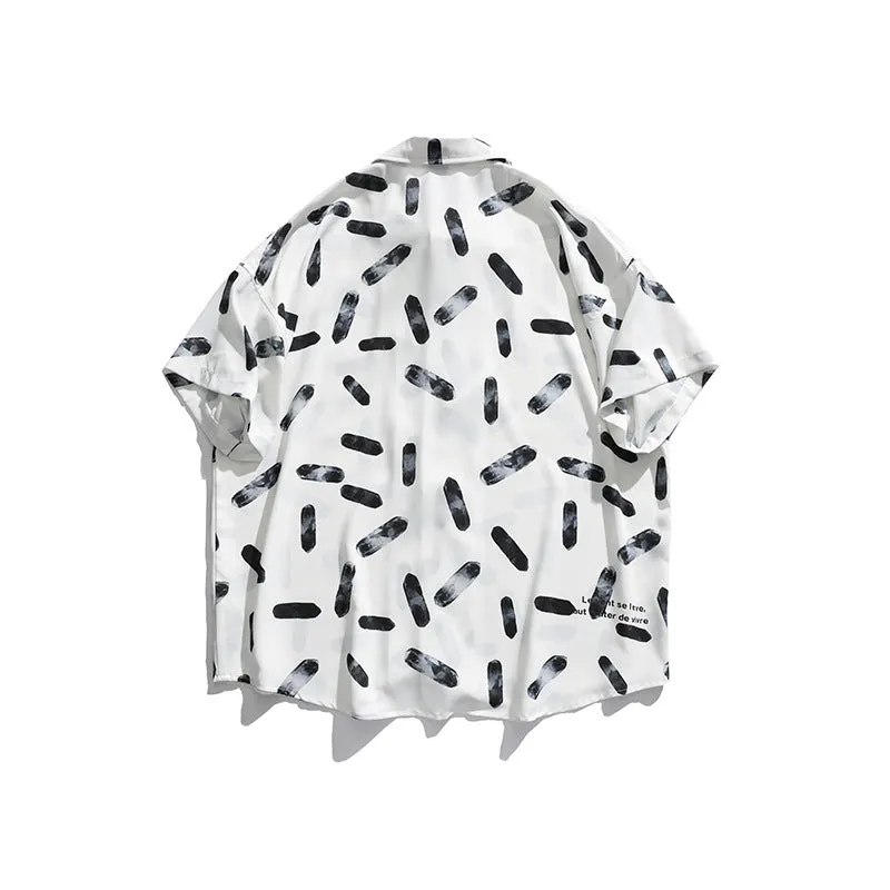 Men's T-Shirt Summer Men's Ink Pattern Printed Shirt Loose