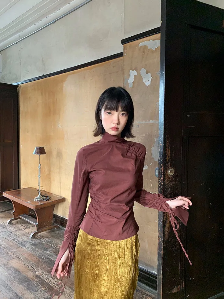 Metallic Pencil Conspicuous Glossy Long-Skirt