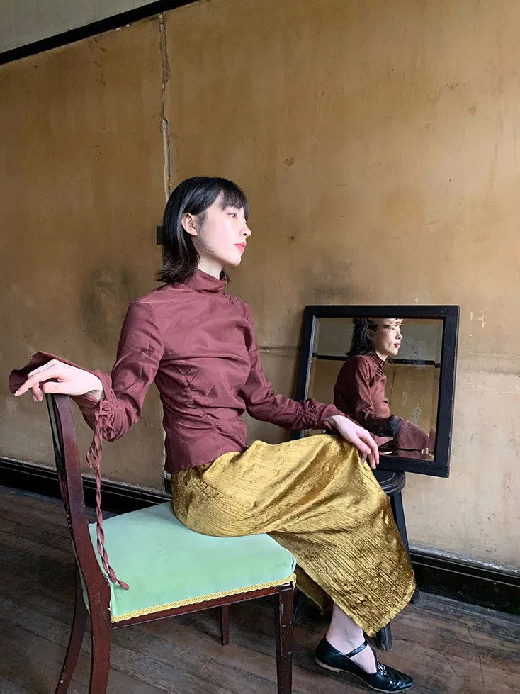 Metallic Pencil Conspicuous Glossy Long-Skirt