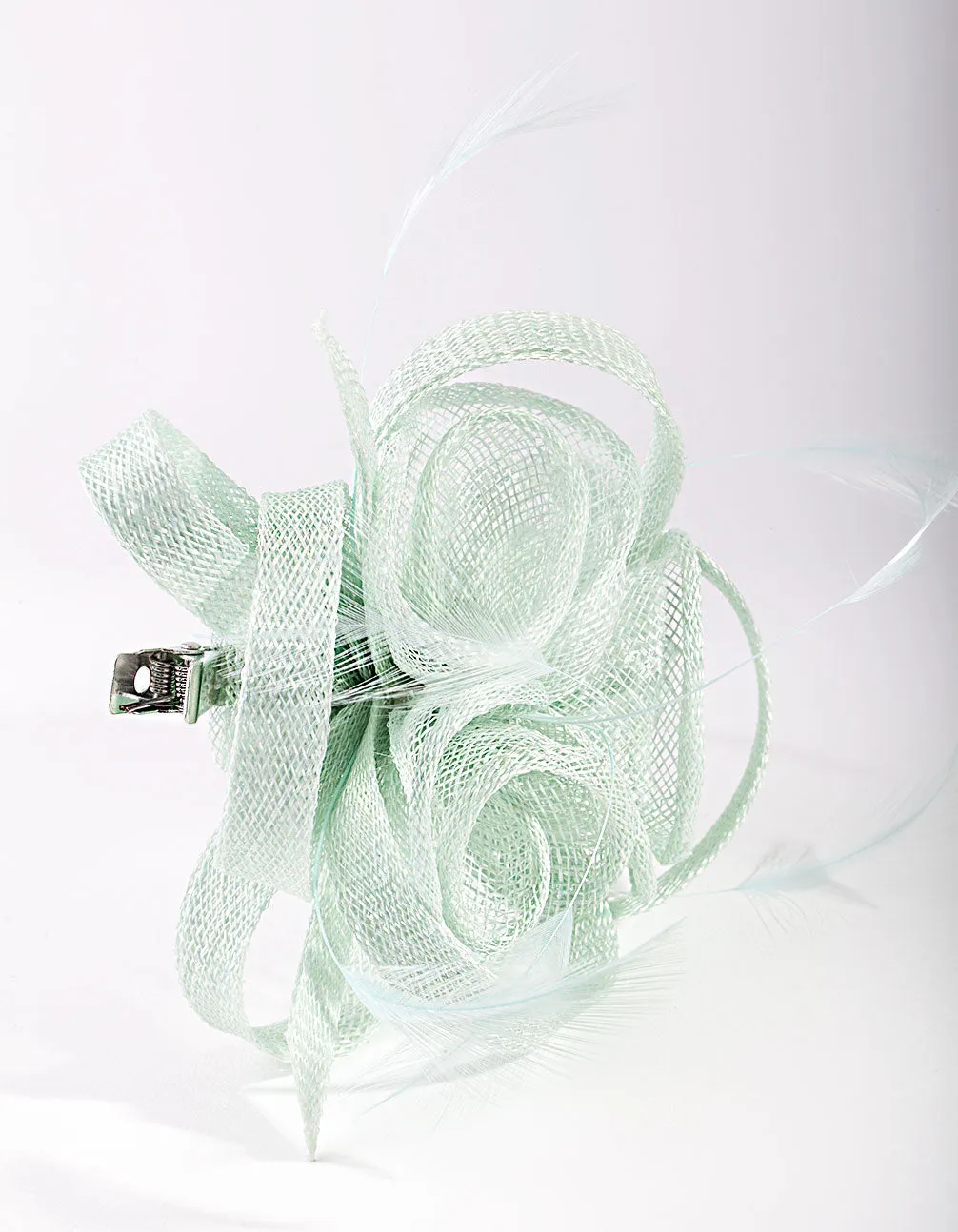Mint Swirl & Feather Clip