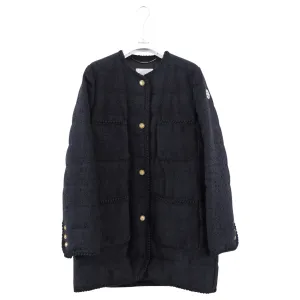 Moncler Black Epafo Tweed Padded Coat with Gold Buttons - 2 (6/8)