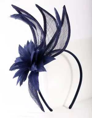 Navy Flower Swirl Headband