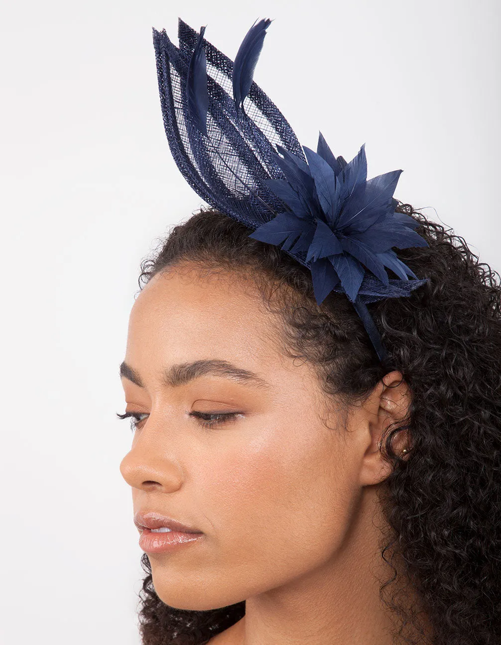 Navy Flower Swirl Headband