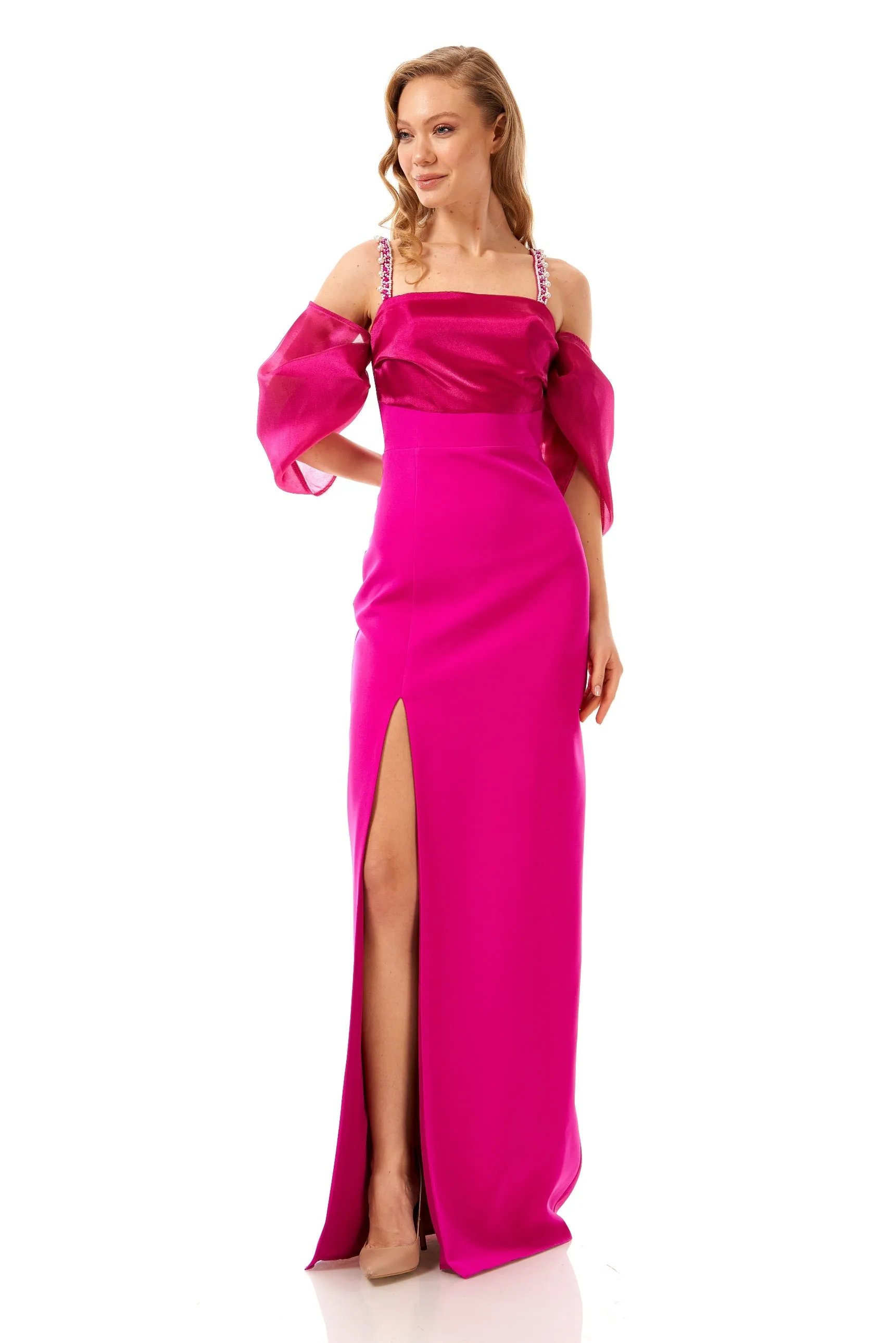 Off Shoulder With Stone Strap Maxi Dress