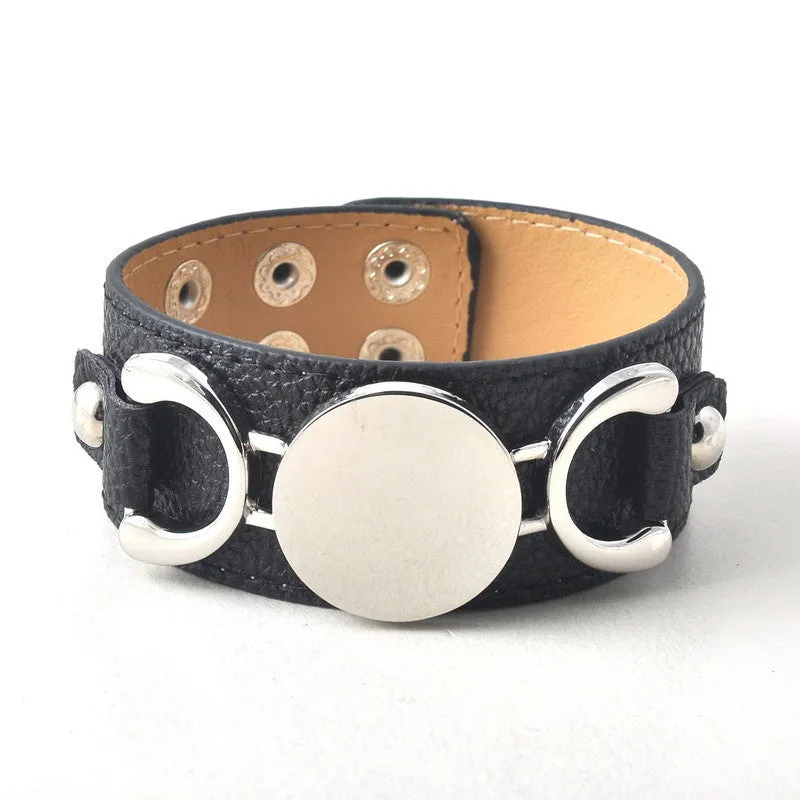 Rainbery New Monogram Leather Cuff Bracelet