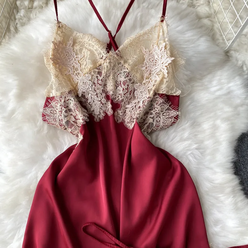Sexy Costume V-neck Lace Slip Dress