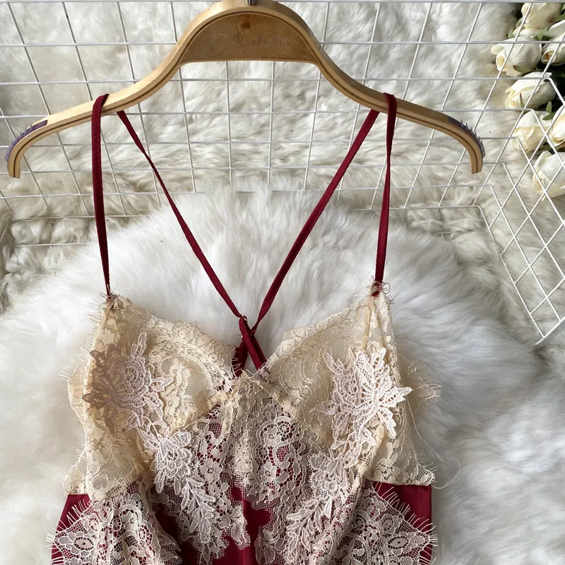 Sexy Costume V-neck Lace Slip Dress