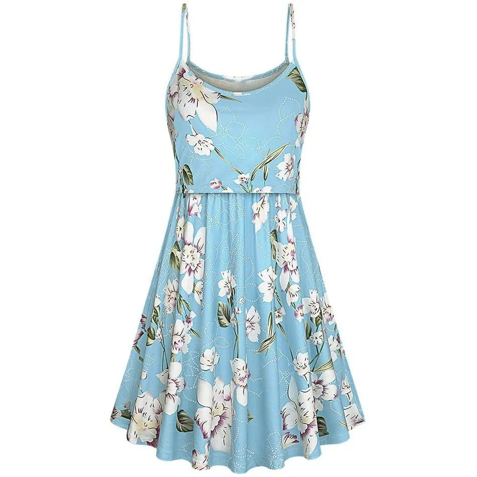 Stylish Floral Print Nursing Slip Dress