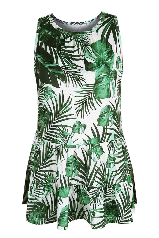Sunflower Daisy Print Babydoll Tank Top