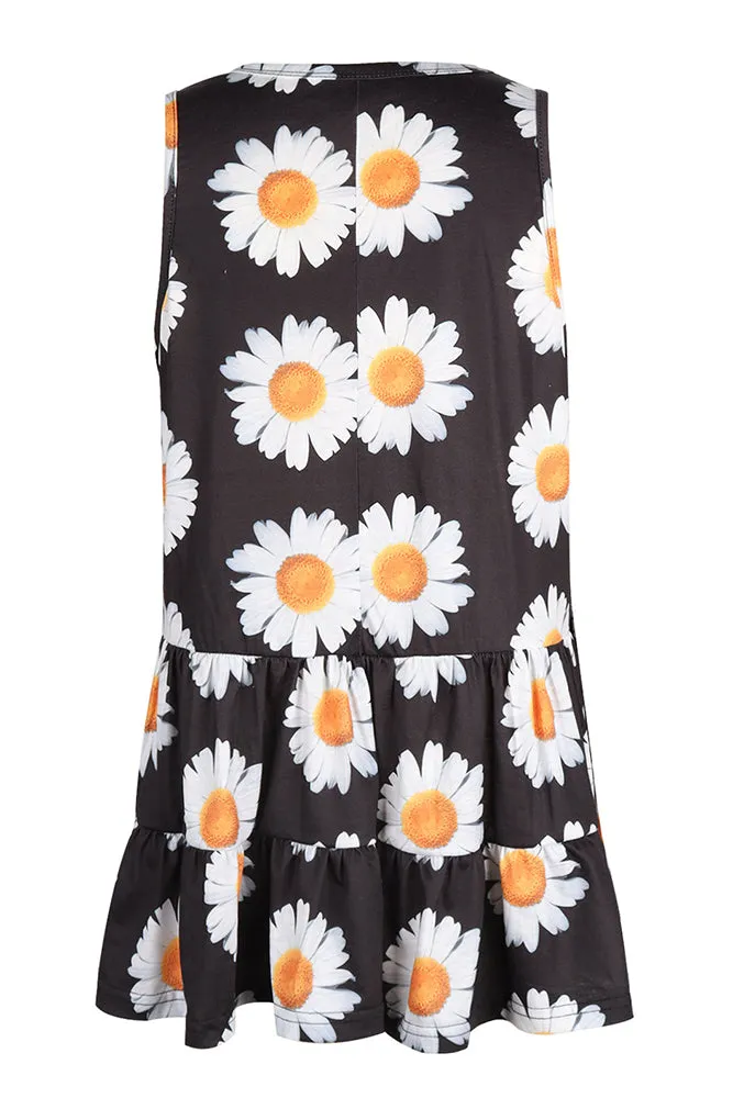 Sunflower Daisy Print Babydoll Tank Top