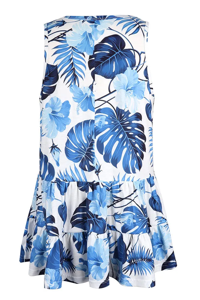 Sunflower Daisy Print Babydoll Tank Top