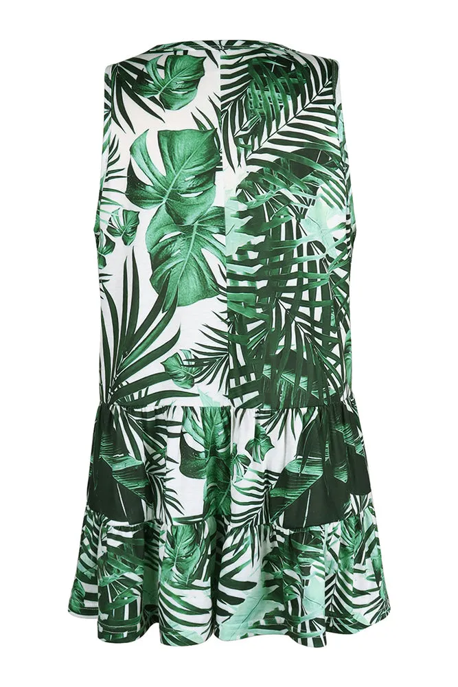Sunflower Daisy Print Babydoll Tank Top