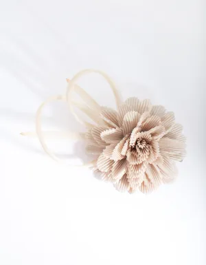 Taupe Crinkled Flower Clip