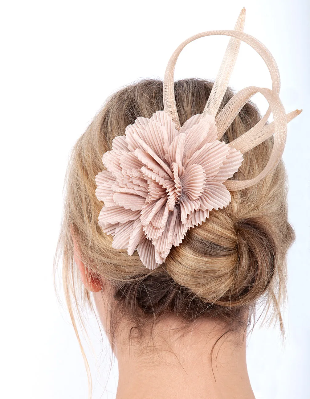 Taupe Crinkled Flower Clip